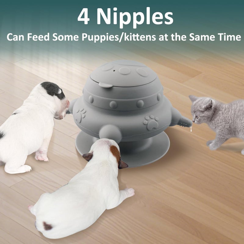 Xuanda Pet Nursing Kit, Puppy Milk Feeder Bottle, Silicone Feeding Nipple for All Breed of Puppy, Kittens and Other Animals (Grey) - Image 4